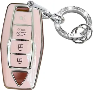 Keyless Entry Systems for Mitsubishi Key Fob Cover Fits for Mitsubishi Outlander 2021 2022 2023 Remote Key (Pink-Silver)