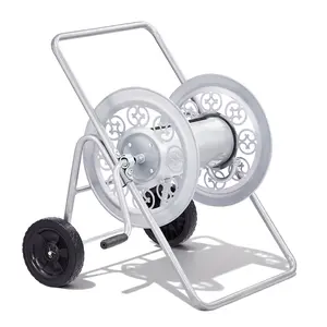 Rebuyhome 175FT Garden Hose Reel Cart - 76×58×70.5CM, Silver Finish, PVC Solid Wheels & Vintage Pattern Design