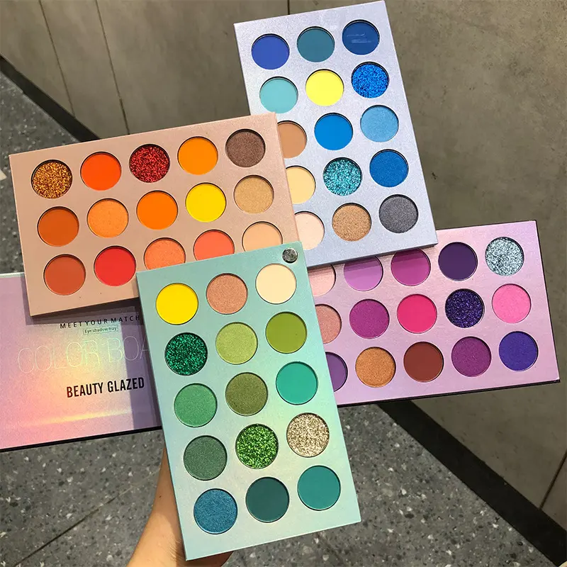 Beauty Glazed Color Board Eyeshadow Palette 4 Layers Rotating Foldable Rainbow Matte Shimmer Glitter High Pigmented Long Lasting Stage Party Festival Creative Eye Makeup