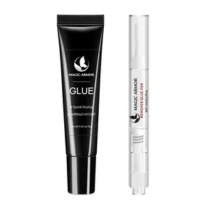 10g Semi Solid Nail Glue Gel with 5ml Nail Glue Remover Pen, No Need for Uv Light, Gifts Gel Glue for Press On Nails, Click&Remove Pen