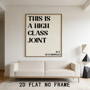 1 Piece Frameless Canvas Print "This Is A High-End Boutique" Funny Dorm Quote Wall Art, Vertical Humor Wall Decor for Bedroom, Living Room, Kitchen, Bathroom, Classroom – Indoor & Outdoor Neutral Decor Gift, Aesthetic Room Decoration