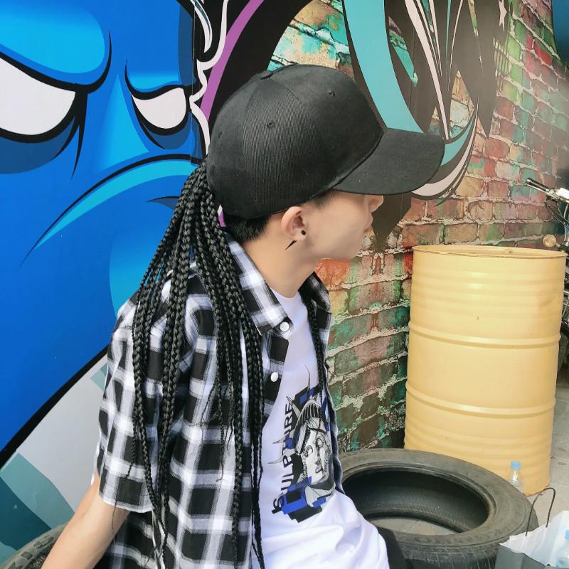 Outdoor sunshade and sun protection dreadlock wig hat all-in-one summer hip-hop braid wig men's headwear ready-to-wear ponytail