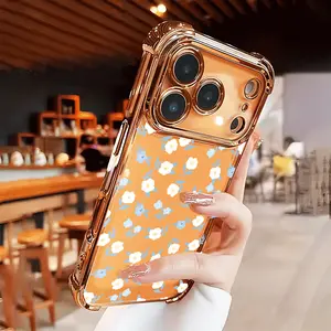 Dainty Wildflower Phone Case for iPhone 17 Air 16 Pro Max 15 Plus 14 13 12 11 X XS Electroplating Counter-fall Safety Cushion 2D Printing Four-corner Thickened