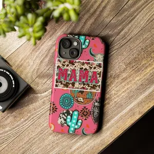 Pink mom cowgirl western pattern phone case, a Christmas gift designed for your beloved phone, compatible with iPhone 17 16 15 14 13 12 11 X XS XS Max XR 7P 8P, an ideal holiday gift for friends, family, or yourself, Accessories, Smartphone, Cellphone