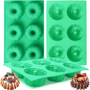 3Pcs Silicone Original Cake Pan, 6Cavity Mini Heritage Cake Silicone Mold for Baking，Non-stick Baking Mold for Cupcake Cornbread Brownie Jello (Original)