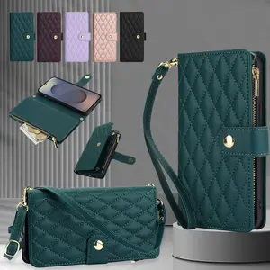 [Free !ship] For Samsung Galaxy S25 Ultra S24 S23 S22 S21 S20 Plus Wallet Case Built-in Crossbody PU Leather Cash Slot Zipper Purse with Credit Card Slot Holder Carrying Handbag Stand Phone CaseAdjustable Lanyard Detachable Strap Wrist for Women Ladies