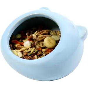 Ceramic Small Pet Hamster Food Bowl – Spill-Proof Guinea Pig & Hedgehog Dish – Durable, Easy to Clean, Non-Tip Design for Small Pets (Blue)