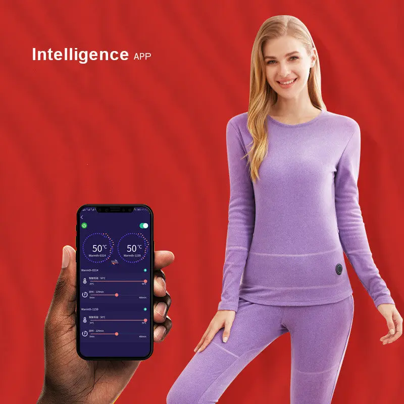 Electric heating thermal underwear suit men and women intelligent temperature control charging heating pants clothes autumn and winter cold proof