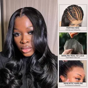 Wowangel Skinlike Real HD Lace 13X6 Full Frontal Wig Silk Straight Pre Plucked 250% Density Full Frontal Wigs Swiss HD Lace Silk Straight Vivid Clean Self Growing Hairline Bleached Knots Brazilian Human Hair