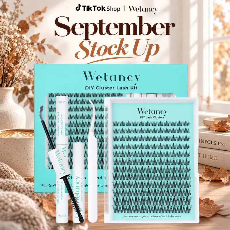 Wetancy DIY Lash Clusters Kit - Soft Fluffy Long-Lasting Lashes with Glue Remover & Tweezer for Beginners