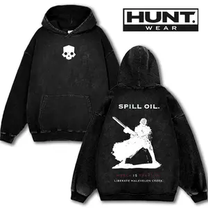 Helldivers 2 Spill Oil Washed 2 sided printed Oversize Unisex Cotton tee game merch retro black graphic design Art helldivers helmet Tops trendy gift Fabric Gaming Merch