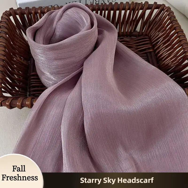 【FallFreshness】CL62 Shiny Mesh chiffon hijab, jana,watercolor,hijab, Muslim Headscarf Arab Casual Head Wrap Sunscreen Shawl Suitable For Daily Use,Ex
