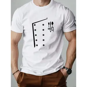 Men'S Summer Short-Sleeve T-Shirt With A Round Neck, Breathable Pullover, Stylish And Fun Chef'S Top, Perfect For Street Casual Wear