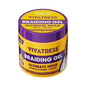 VIVATRESS Pre-Stretched Braiding Hair & Braiding Gel Bundle Set - 32" Premium Synthetic Yaki Fiber, Tangle Resistant, Ultra Lightweight, Non-Toxic & Hypoallergenic for Protective Styles (3 Packs, 16 oz Gel)