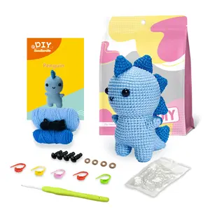 Beginner DIY Crochet Kit, Cute Dinosaur Amigurumi, Easy Learn for Beginners, Perfect Gift, Handmade Gifts, Stress Relief, Knitting Learning, Includes Video Tutorial, Crochet Set