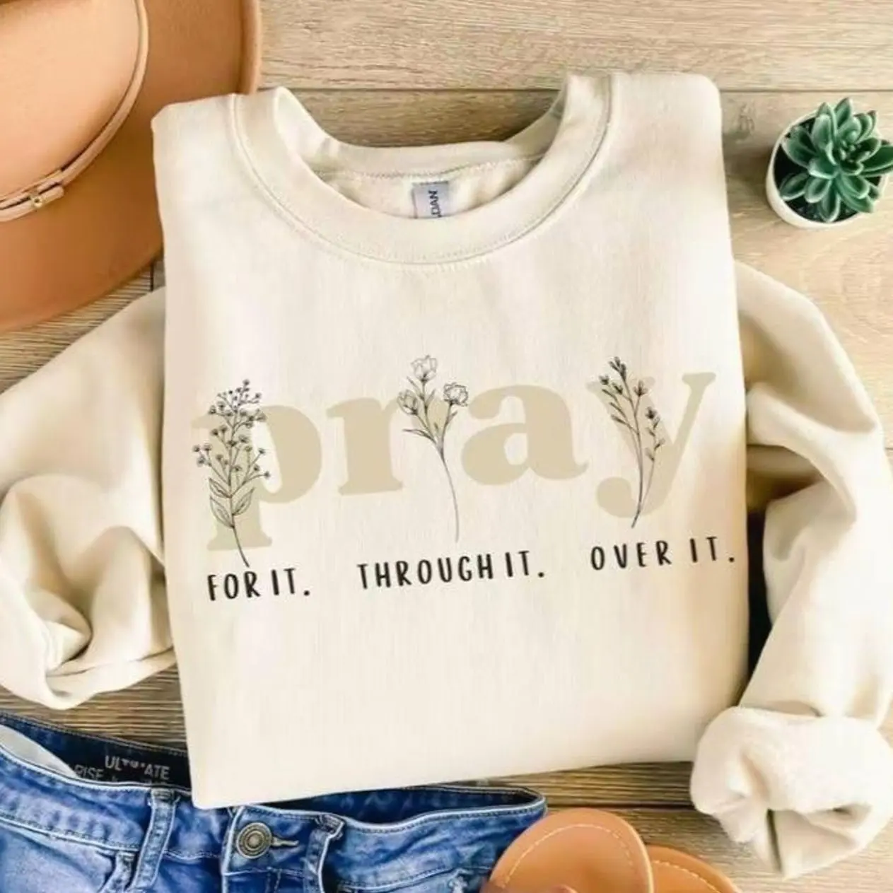Pray for It Pray Over It Christian Sweatshirt, Pray Sweater, Jesus Over Everything Shirt, Jesus Bible Verse Hoodie Christian Shirt Faith Over Fear Tee