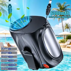 2026 AI Portable Waist Fan, 6 Speeds 16000RPM Strong Turbo Airflow, 40H Max Cooling Battery Powered Personal Fan Rechargeable, Hands-Free Shirt/Belt/Neck Fan for Work, Outdoor, Travel, Gift for Men