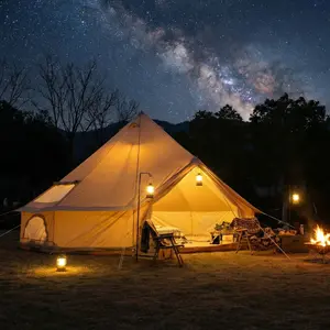 OPUL 4 Season Bell Tent 16.4FT, Beige Waterproof Glamping Yurt Tent with Stove Jack, Breathable Holds up, Maximum Space, Fits 10 People Family Camping Tent for Outdoor Parties & Family Camping Outdoor Hunting Party