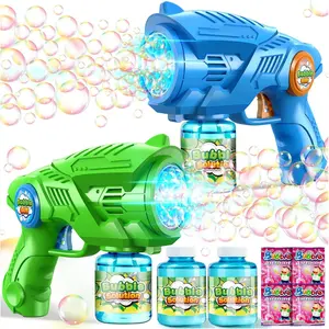 004-P  Bubble Gun Machine for Kids 4-8: 2-Pack Automatic Bubble Guns with 2 Bottles Refill Solution - Summer Outdoor Toys Bubble Blaster Maker Blower for Easter Party