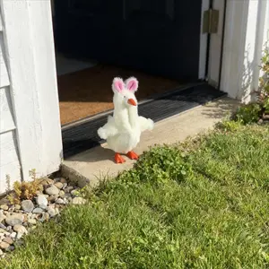 Cute Rabbit Design Mini Goose Hoodie, Bunny Ear Hat, Office Decor, Home Accent, Year-Round Desktop Accessory, Easy Wear Statue Sweater
