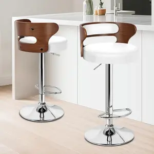 1pcs Modern Bar Stools Set , Adjustable Faux Leather Upholstered Swivel Bar Stools, Counter Height Bar Chairs with Back for Kitchen Island