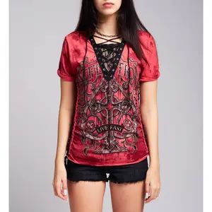 Affliction Women's T-shirt Requiem Steel