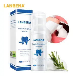 LANBENA Teeth Whitening Mousse Toothpaste Dental Oral Hygiene Remove Stains Plaque Teeth Cleaning Tooth White Tool 60ml Foam Brush