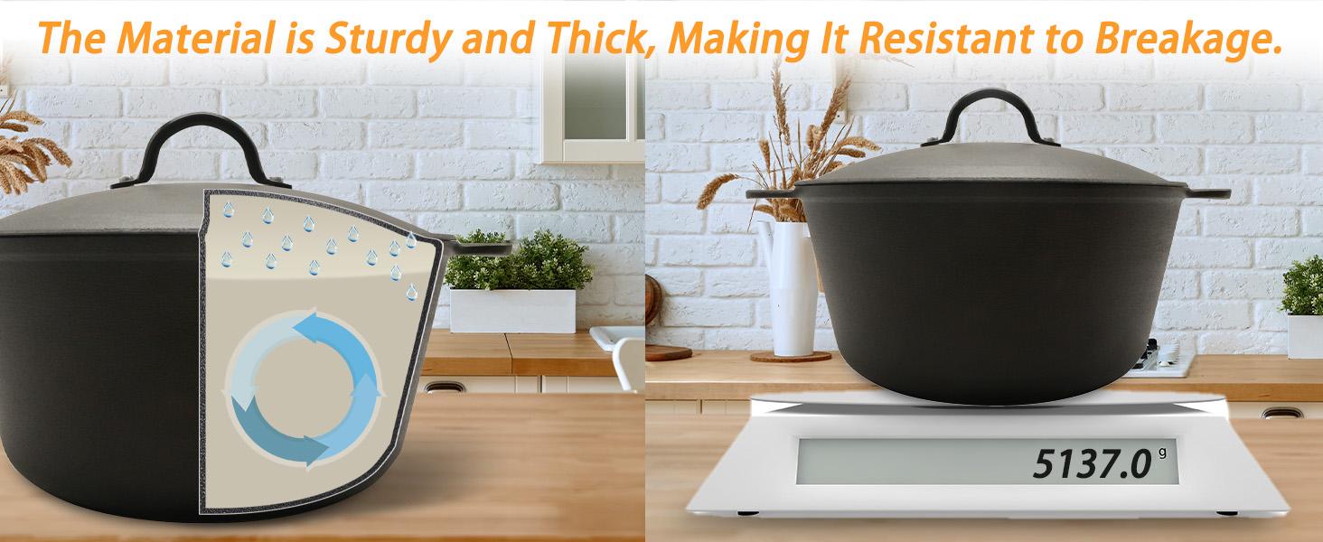 5.2QT Cast Iron Dutch Oven with Lid, Oven Safe up to 500°F, for Bread Baking, Braising, Stewing, and Roasting, Cookware Kitchen 5.2QT Cast Iron Dutch Oven with Lid, Oven Safe up to 500°F, for Bread Baking, Braising, Stewing, and Roasting, Cookware Kitchen