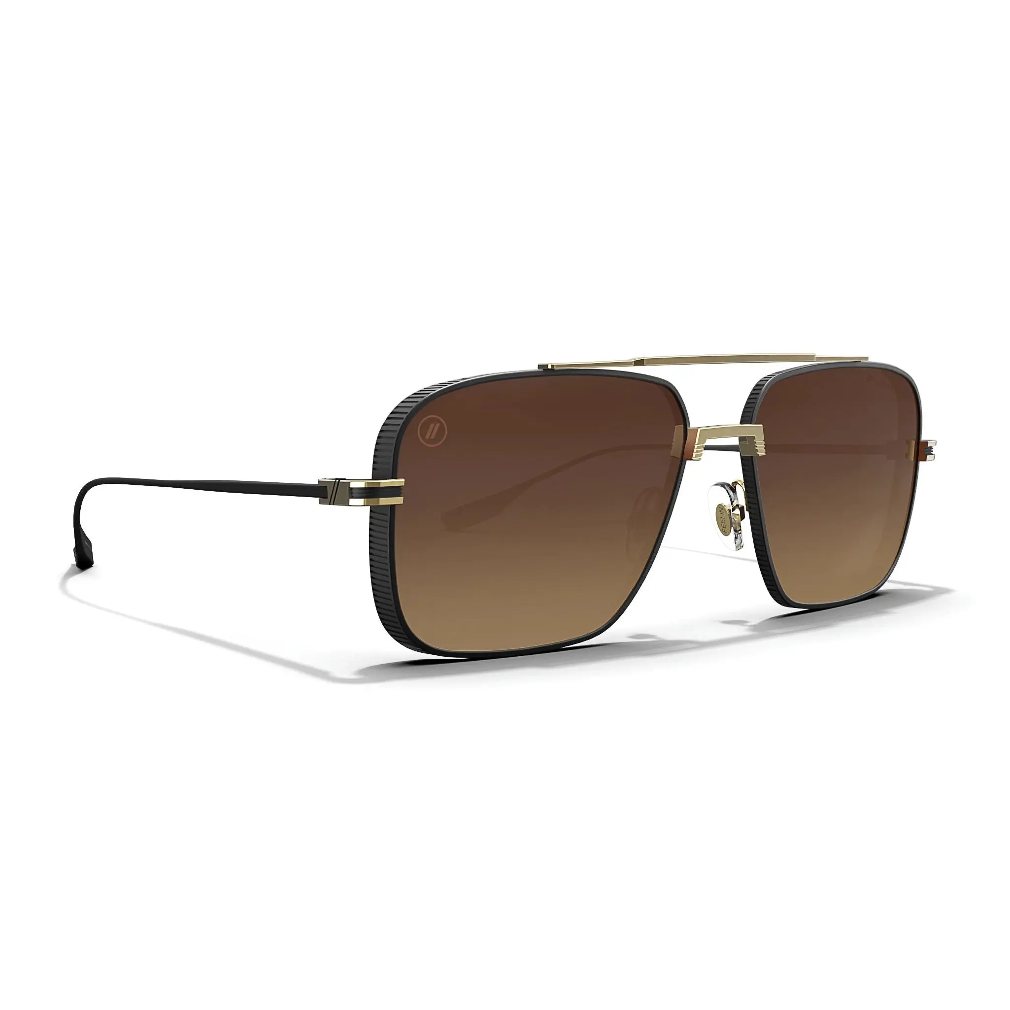 Blenders Phoenix Matte Espresso Navigator Sunglasses – Polarized Amber Gradient Lenses, 100% UV, Scratch‑Resistant, Matte Brown Frame, Unisex S‑M