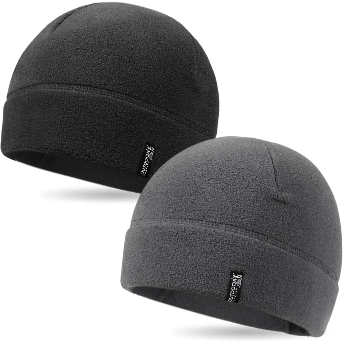 2-Pack Recycled Poly High-Density Quick-Dry Tactical Fleece Winter Warm Beanie - 1-Size Military Army Watch Cap, Birthday Gift for Men (2-Piece Set)