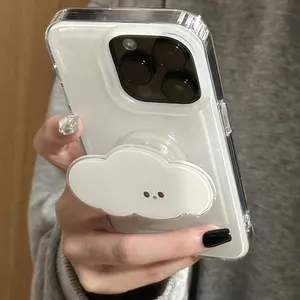 Cute White Cloud Phone Grip for Aesthetic Phone Case, Minimalist Acrylic Griptok Stand, Kawaii Animal Cloud Phone Holder, Trendy Korean Style Tech Accessory, Small Gift for Daughter Best Friend