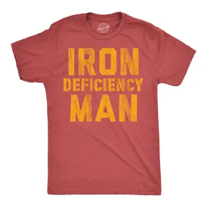 Mens Funny T Shirts Iron Deficiency Man Sarcastic Super Hero Tee for Men Mens Funny T Shirts Cool Vintage Fashion T-Shirt Gift Classic Menswear Dad Joke Apparel for Men Funny Sarcastic Short Sleeve Novelty Tees Red - Iron
