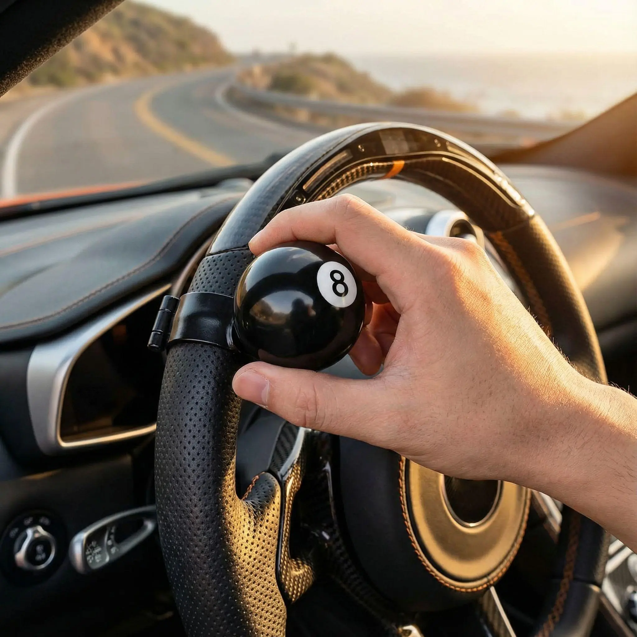 8 Ball Heavy-Duty Steering Wheel Knob Spinner, High-Strength Resin, 360° Smooth Rotation, Durable Design, Easy Installation, Enhancing Steering Control, Universal 1PCS Compatible with Most Vehicles
