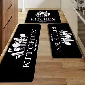 3-Piece Non-Slip Kitchen Mat Set – Durable & Easy-Clean Floor Rugs for Kitchen & Hallway | Modern Home Decor Kitchen Accessories | Stylish Absorbent Area Rug Set for Everyday Use