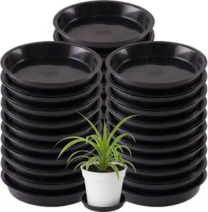 30 Pack Plant Saucer 10 Inches Plant Trays for Pots Plastic round Drip Trays Flower Pot Saucers Black Planter Water Tray Plant Drainage Tray, Black Tulpeed