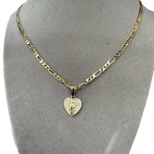 Oro laminado heart heart San Judas Tadeo chain and pendant 14k gold plated