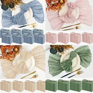 42 pieces gauze napkin 17.7X17.7 inch creased soft fabric napkin, napkin for wedding party and event table decoration