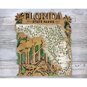 Florida State Parks Map, State Parks Marker, Personalized Florida State Park Travel Map, Home Decor, Gift Travelers Hikers, Bucket List