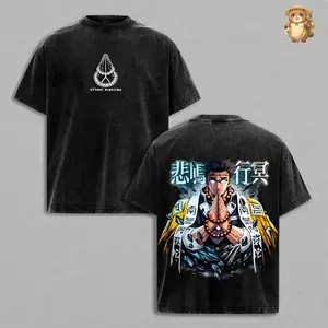 Demon Slayer Character T Shirt Washed, Himejima Gyomeii Tee, Anime Color Shirt, Unisex Short Sleeve Tee