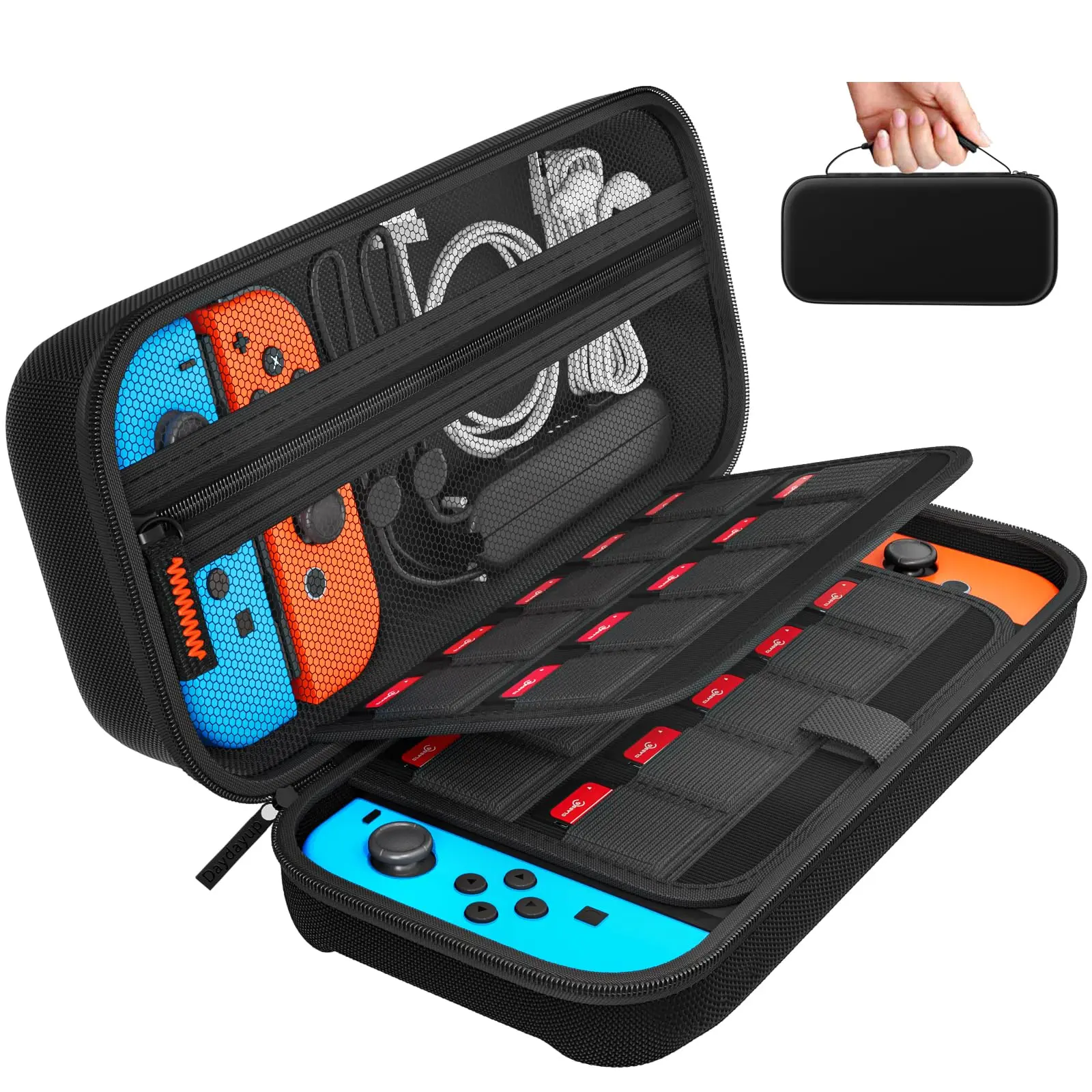 Switch Carrying Case Compatible with Nintendo Switch/Switch OLED, with 20 Games Cartridges Protective Hard Shell Travel Carrying Case Pouch for Console & Accessories
