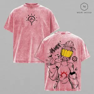 Haumea Fire Force Washed T-Shirt Anime Graphic Tee, Evangelist Flame Symbol Design, Oversized Heavy Cotton Streetwear, Dark Anime Manga Shirt, Double Sided Print Unisex Menswear Casual Tee, Fire Force Villain Aesthetic, Anime Fan Gift