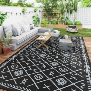 Lightweight foldable reversible outdoor mat rhombus design easy clean for garden leisure outdoor party gatherings