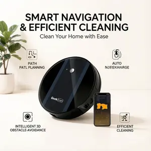 Geek Smart G6 Robot Vacuum Cleaner, Ultra-Thin, 1800Pa Strong Suction, Automatic Self-Charging, App Control, Custom Cleaning, Suitable for Hard Floors & Carpets (Note: Banned From Amazon Sales)