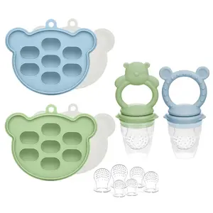 Baby Popsicle Molds & Baby Fruit Feeder, Silicone Ice Molds and Teething Pacifier Feeder and Teether for Babies, Baby Feeder