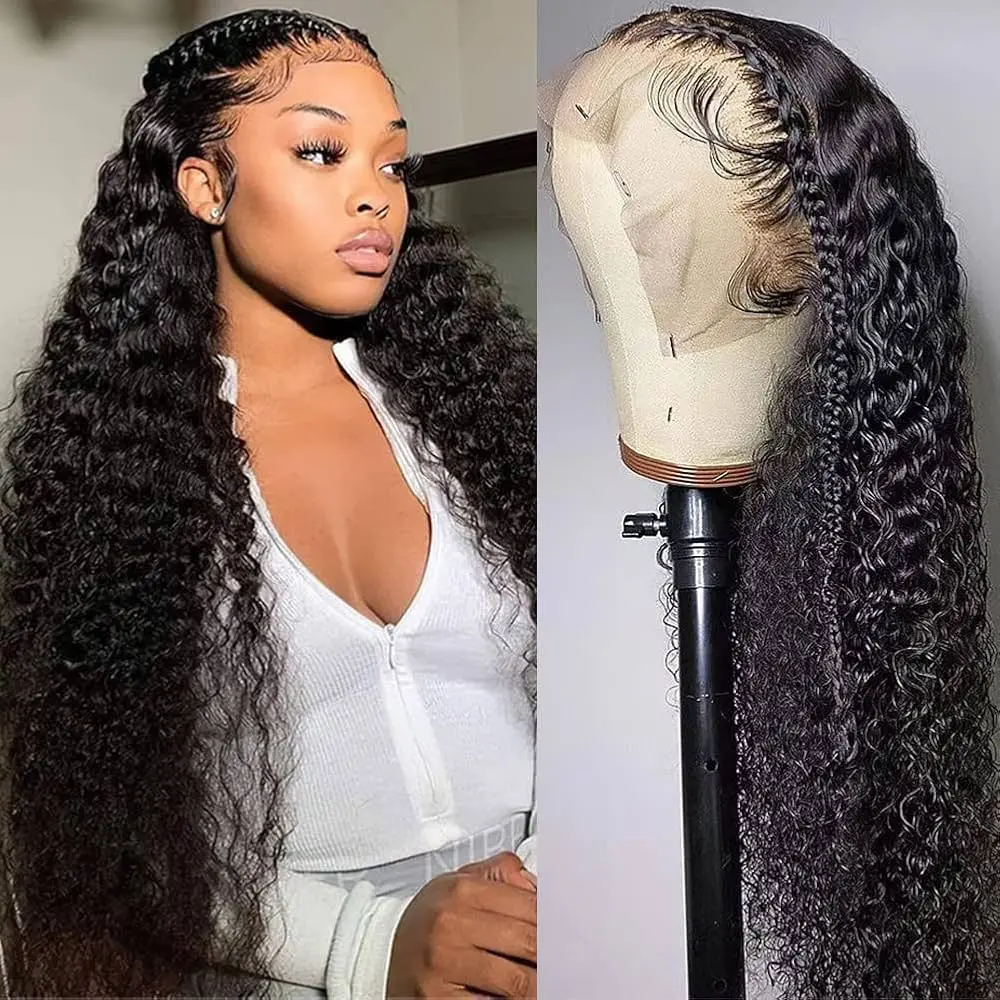 Hair Factory Deep Wave 13x4 3D Front Lace Wig 150% Density-SQ4640299