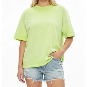 Yito Women's Dirty Washed Cotton Oversized T-Shirt Short Sleeve Casual Tee with Soft Breathable Fabric Trendy Daily Style Top for Fashion Lovers