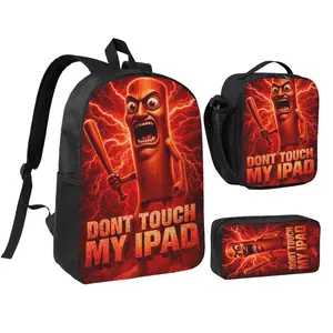3PCS Tung Tung Tung Sahur2 Backpack Set for Boys Girls Kids Student School Bag with Matching Lunch Box and Pencil Case Lightweight Casual Bookbag Great for Travel Daily Use and Gifting