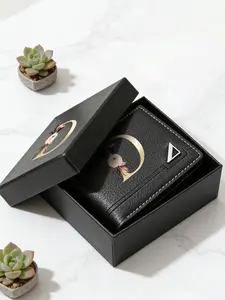 Gift Box Set Short PU Wallet, Card Holder, Coin Purse, Letter Pattern, Simple Dual-Fold Design, Multiple Card Slots, Perfect Gift