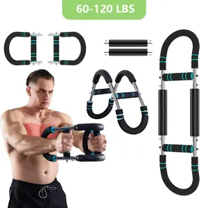 Arm Trainer, Adjustable Chest Workout Equipment, Arm Strength Trainer, Arm Trainer for Men,Portable Power Twister Bar, Portable Spring Resistance Home Fitness Equipment,Detachable Home Gym Workout Bar for Chest, Arms,  Abs, Shoulders, and Back Exercises