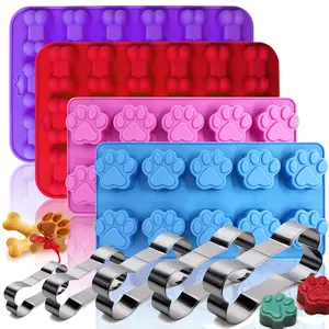 9 Pcs Dog Paw & Bone Silicone Molds – Non-Stick Food Grade Baking Molds for Homemade Dog Treats, Chocolate, Candy, Jelly – Reusable & Easy Demold outdoorfun